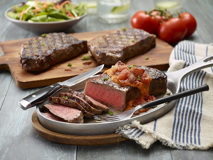 New York Strip Steaks With Smoky Bacon and Tomato Jam